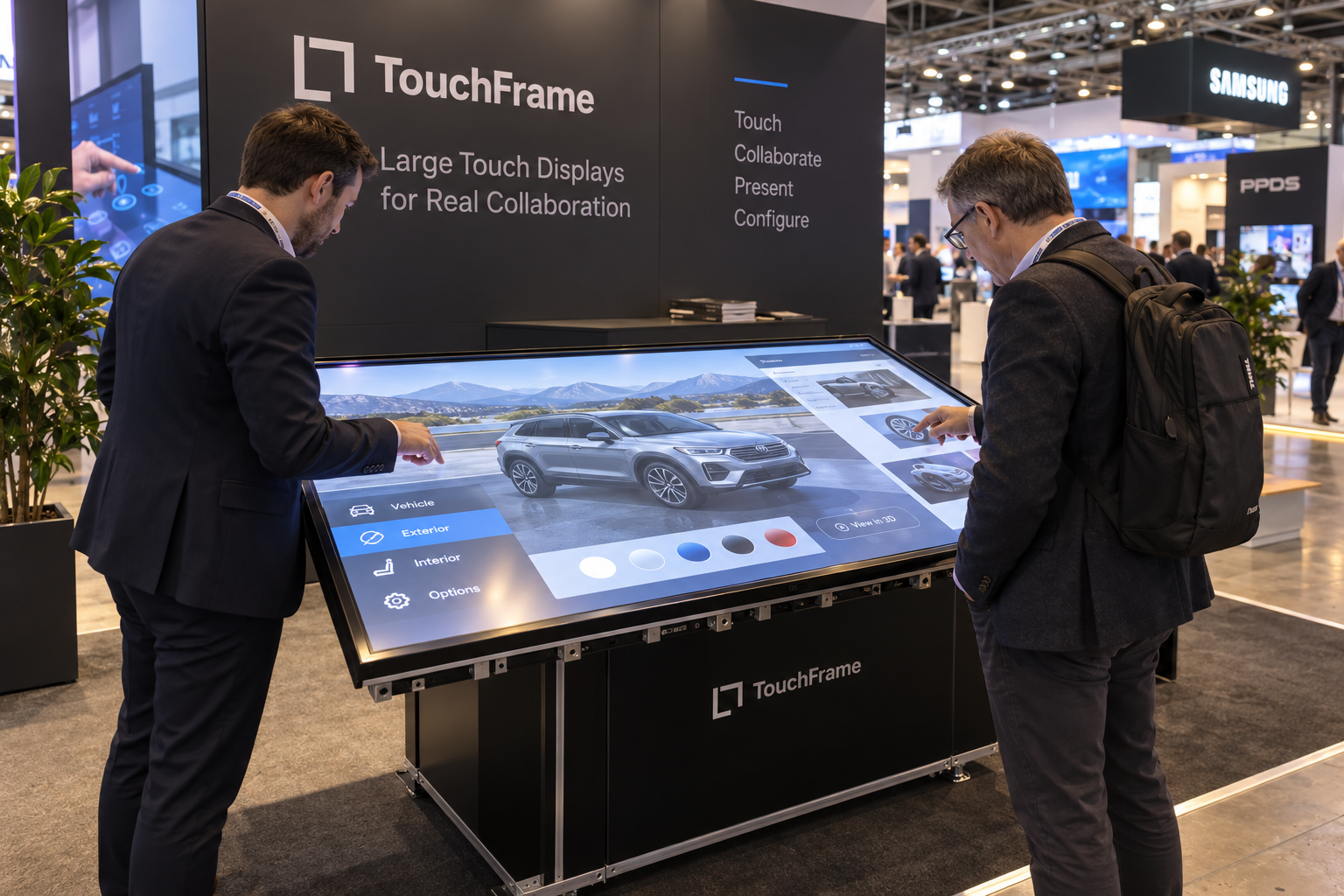 Touch-Frame Anwendung auf einer Messe