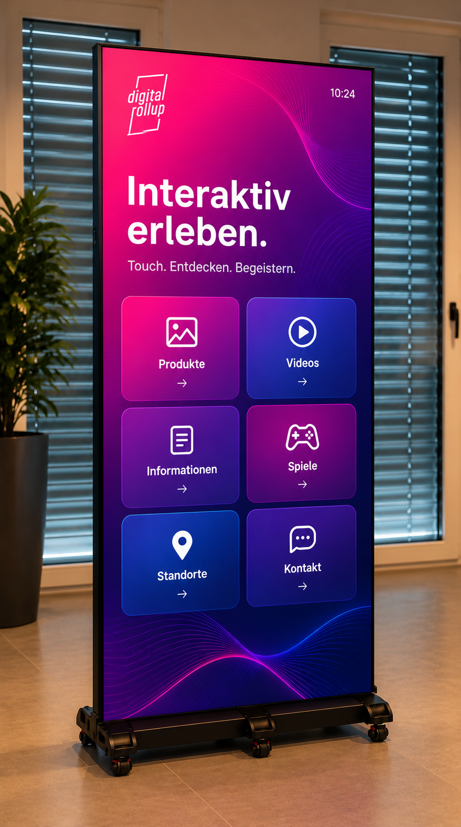 Digital Rollup als vertikales interaktives Touch-Display